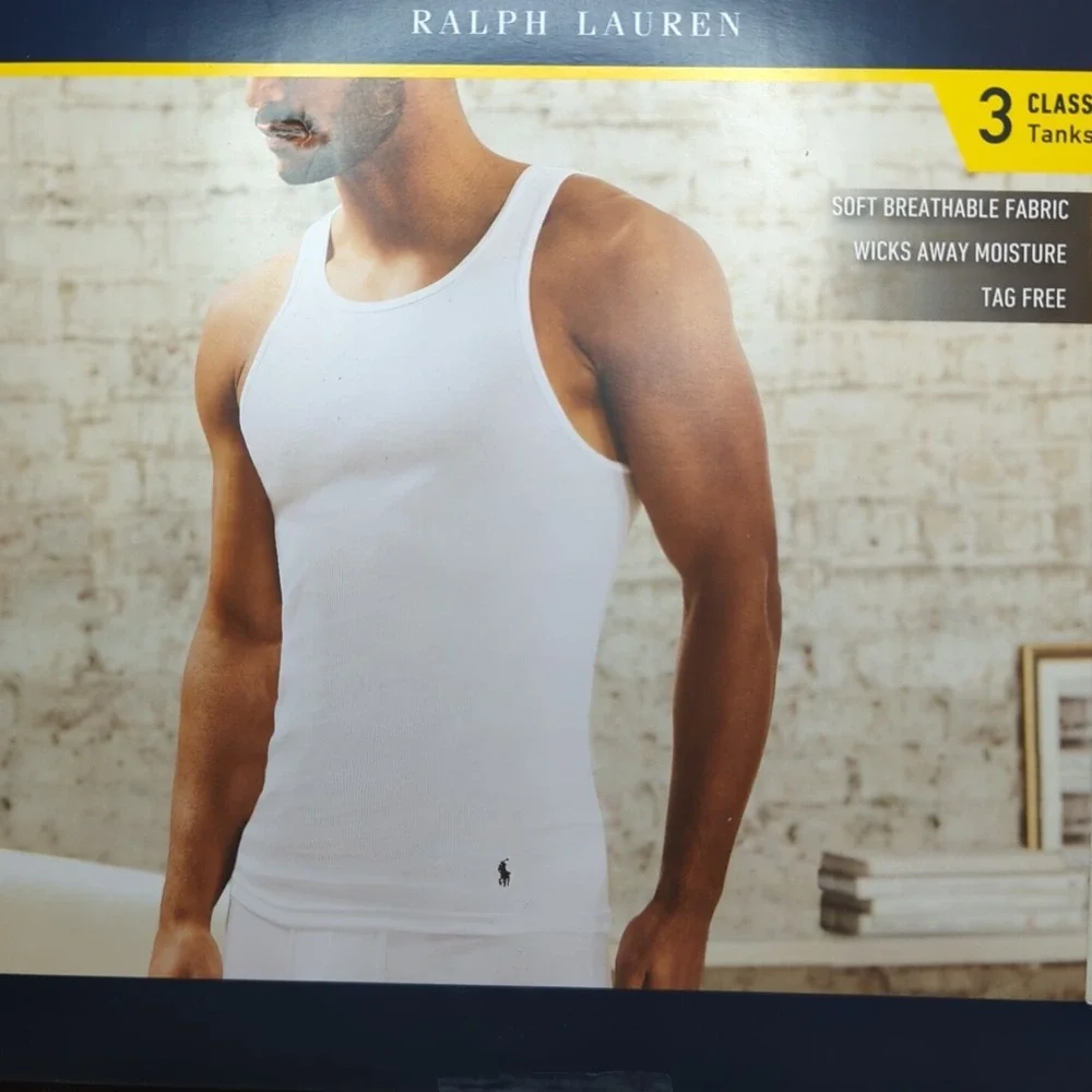 Polo Ralph Lauren Men's Medium Ribbed Classic Fit Tank Top Size White 3 Pack